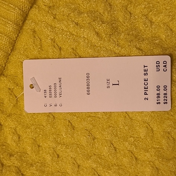 Anthropologie Maeve Colorblocked Knit Mini Skirt Set, Yellow, Large - Picture 5 of 5